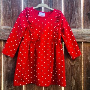 Hanna Andersson Red White Polka Dot Ruffles Toddler Dress Sz 3 100% Cotton